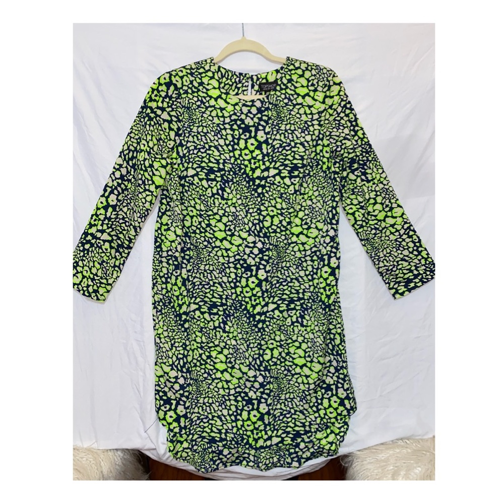 Topshop Neon Leopard Hi/Low Tunic Dress